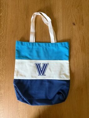 Villanova Colorblock Canvas Tote Bag - Light Blue/White/Navy
